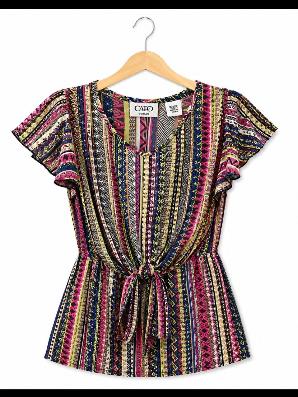 Cato Multicolored Bohemian Wrap Top Sheer Plus Size 18/20